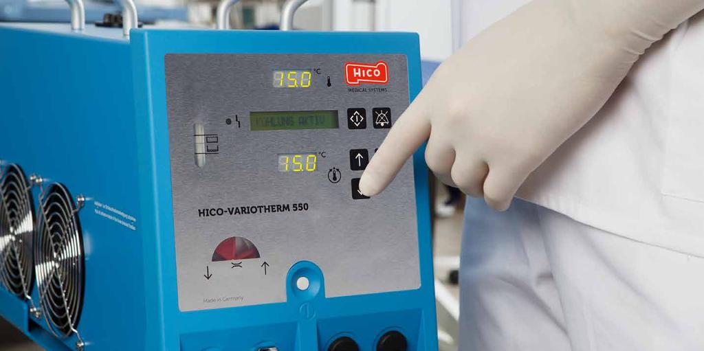 HICO-VARIOTHERM 550 La unidad perfecta de calentamiento y enfriamiento para pacientes en neonatología y pediatría 15 39 C HICO-VARIOTHERM 550 combina las ventajas de los sistema de intercambio de