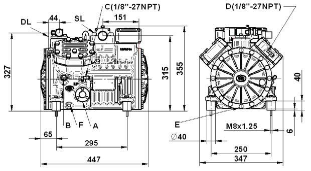 Dimensiones V Range 34 Model 450CS 550CC 550CS 700CC 700CS 550CB 750CC 750CS