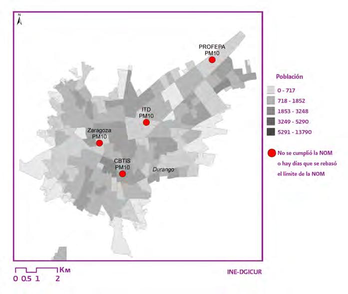 Cuarto almanaque de datos y tendencias de la calidad del aire en 20 ciudades mexicanas (2000-2009) Figura 12.3 Principales problemas con la calidad del aire en 2006 y distribución de la población 12.