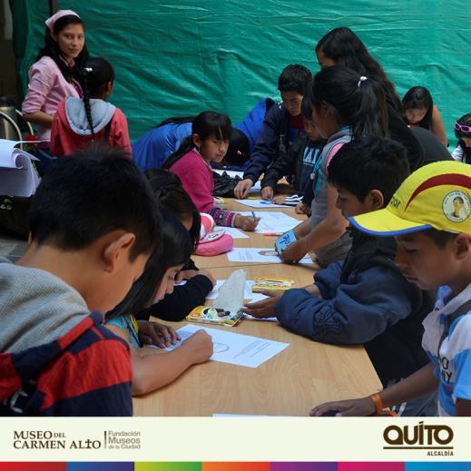 Evento: Arte de Verano con los niños del Central en el Carmen Alto Descripción: Actividad programada por el Museo del Carmen Alto en beneficio de los niños 7 a 12 años del Mercado Central de Quito en