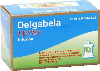 COMPLEMENTO ALIMENTICIO Delgabela Fucus Cassia angustifolia... 35 % Fucus vesiculosus... 25 % Equisetum arvense... 15 % Betula pendula... 15 % Foeniculum vulgare.