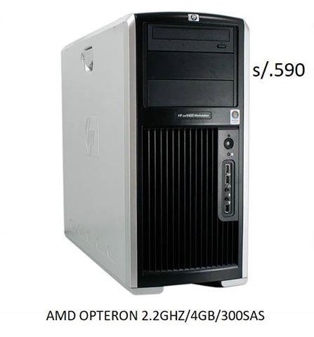 HP WORKSATATION XW9400 AMD.S/.590 ====================================== Procesador AMD OPTERON / 2da. Gen. Opteron 2214 2.1GHZ / RAM 4GB (Max.