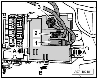 Page 31 of 53 Audi A6 Lugares de montaje Núm. 804 / 2 Unidad de control central p. sistema de confort -J393- Lugar de posicionamiento: en el maletero, a la der.