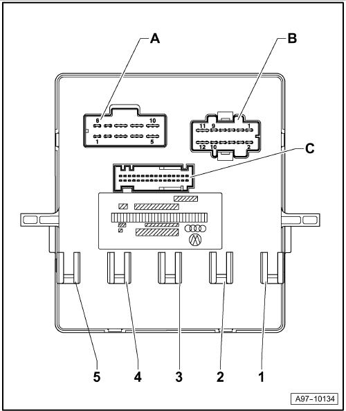 Page 43 of 53 Audi A6 Lugares de montaje Núm. 804 / 2 Dotación de conectores: Unidad de control p.