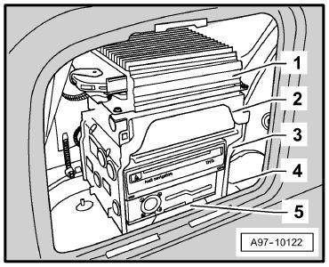Page 49 of 53 Audi A6 Lugares de montaje Núm. 804 / 3 Unidades de control en el maletero, a la izqda. Lugar de posicionamiento: 1 - Unidad de control p.