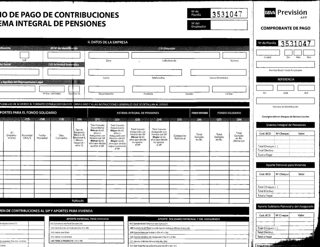 so%) 071 Sub-Total Primas y Contribuciones (49 I- 50 511 0 DE PAGO DE CONTRIBUCIONES MA INTEGRAL DE PENSIONES II.