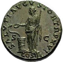 Murió el 11-3-222 en Roma 62. DUPONDIO A)Busto Laureado a la derecha.