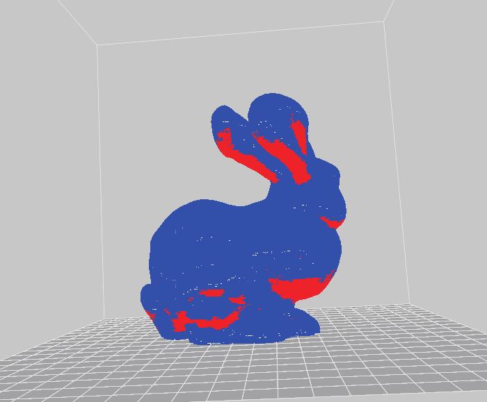 Función de análisis de voladizo En impresión 3D, es muy favorable si el objeto está perpendicular a la superficie de la cama. Cuanto más horizontal la figura esté, más desfavorable será.