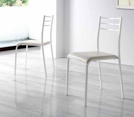 Table fixe rectangulaire avec plateau en verre trempé blanc de 5 mm et structure métallique blanche de section triangulaire.