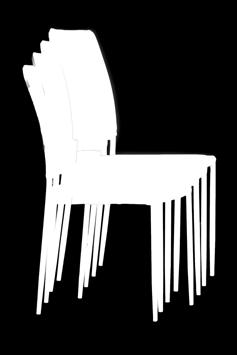 Chaise de séjour en écopiel blanche avec bordure décorative noire et pieds laqué noir. Dining chair in white PU leather with black borders on the back and the seat.
