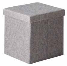 Square foldable ottoman in gray or brown fabric for storage with great capacity and strength.