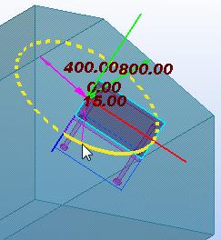 Pulse Tab para rotar la parte personalizada en pasos de 90 grados en la dirección del identificador de rotación seleccionado.