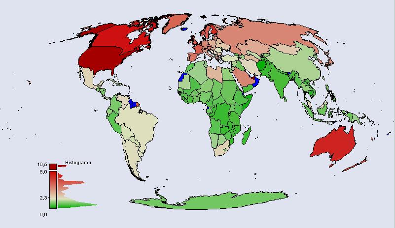 Figura. Huella ecológica por países.