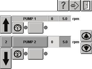 Manejo 4 63 Motor Pump1 rpm Conectar/desconectar el motor (liberación individual) 1 Pump2 Enlace a línea bar rpm Sólo pueden conectarse motores liberados.