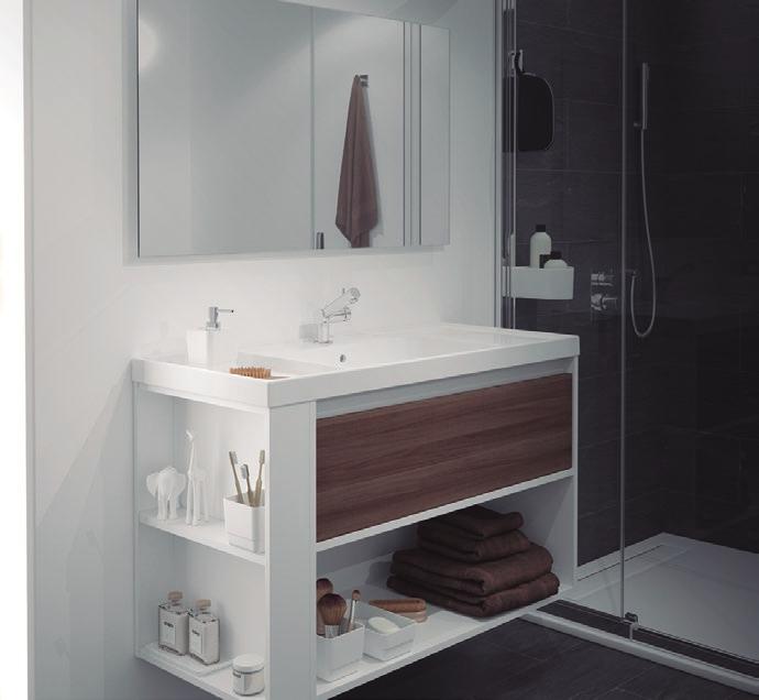 Muebles de baño B-Smart Ref. 09765 Mueble 80 cm con lavabo resina Blanco y Fresno Ref.