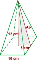 . Calcula el área lateral, total de una pirámide cuadrangular de 10
