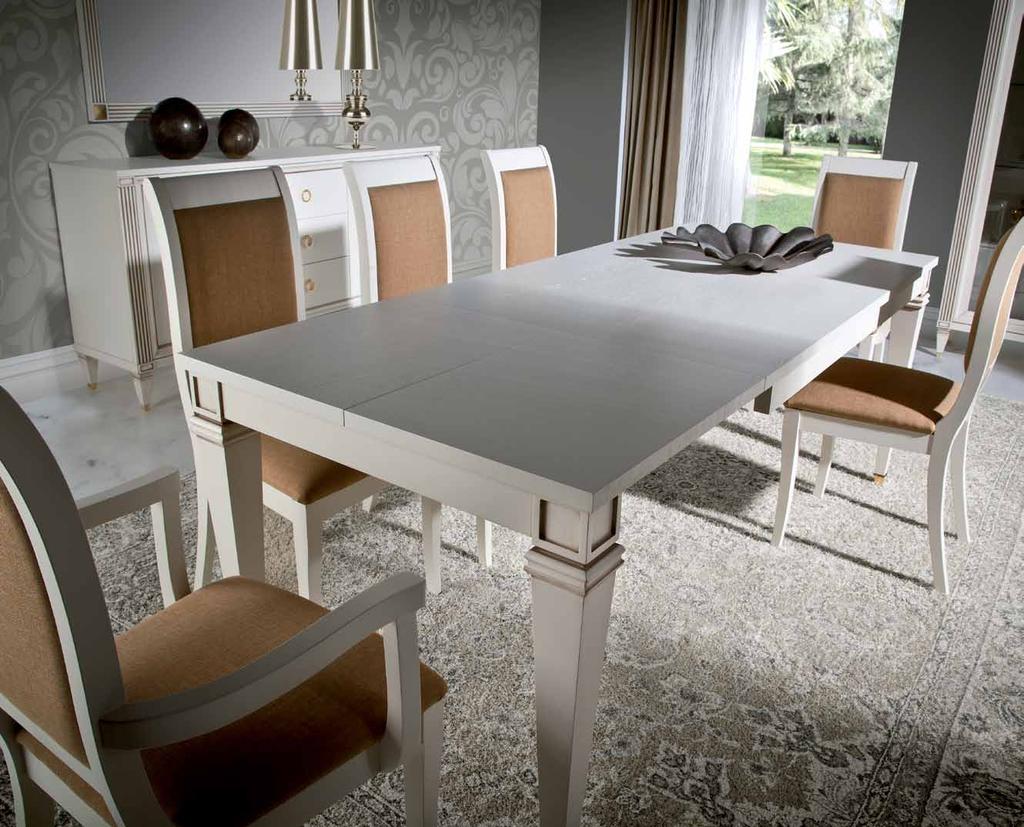 Lino with decoration and extendible dining table