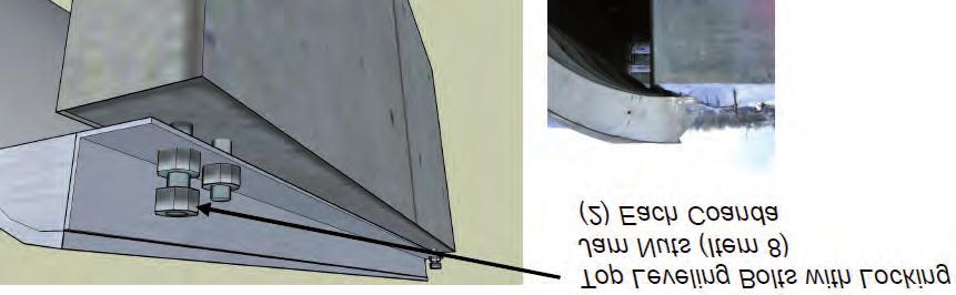 Después de nivelar la parte inferior de la rejilla Coanda, se debe ajustar los tornillos niveladores en la parte superior.