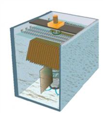 Un sistema integrado de decantación lamelar asegura la separación entre el agua tratada y los gránulos de estruvita que se han formado.