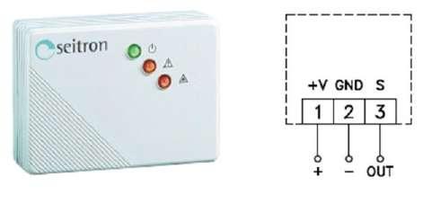 SEITRÓN DETENCIÓN DE FUGA DE GAS Descripción: Sensor remoto para aplicaciones domésticas o comerciales Tipo de sensor: SnO2 semiconductor Duración del sensor: