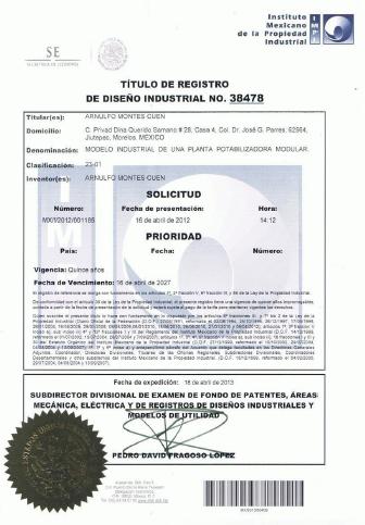 PERMISOS Y PATENTES Autorización de Patente de Diseño Industrial Licencia de los Modelos de Diseño Industrial y Título de Registro de Diseño Industrial No.