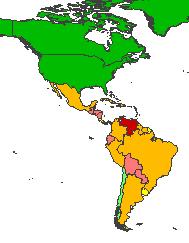 Estado de Derecho, 2007: Americas Source for map: 'Governance Matters VII: Governance Indicators for 1996-2007, by D. Kaufmann, A.Kraay and M. Mastruzzi, June 2008 http://www.govindicators.org.