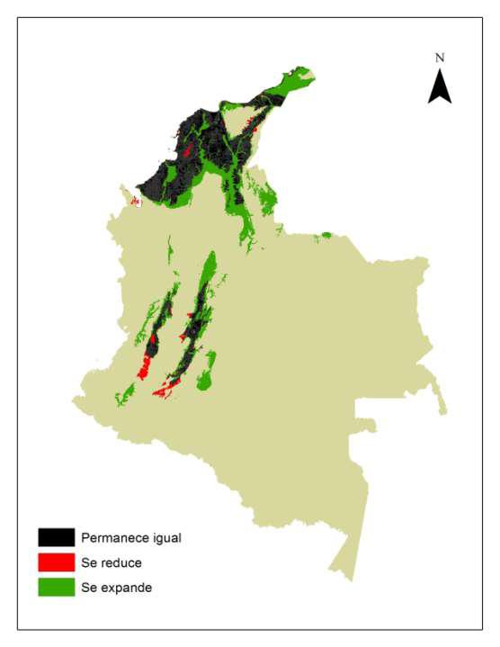 Paramo, Bosque seco, Bosque Andino Cambios entre la distribución