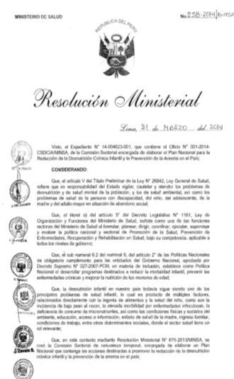 Ministerial Nº 258-2014- MINSA