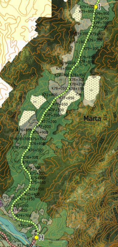 UNIDAD FUNCIONAL SECCIÓN DE hasta llegar a la quebrada San Silvestre en los límites entre las veredas Marta y San Silvestre. Punto I (E 1074466; N 1282719).