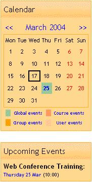 Gestión del curso - Calendario Mantener un calendario de acontecimientos es importante para el alumno y el profesor del curso.