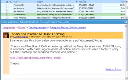 Experiencia del alumno Notificación vía email Si los alumnos se subscriben a los foros los nuevos mensajes serán enviados vía correo electrónico.