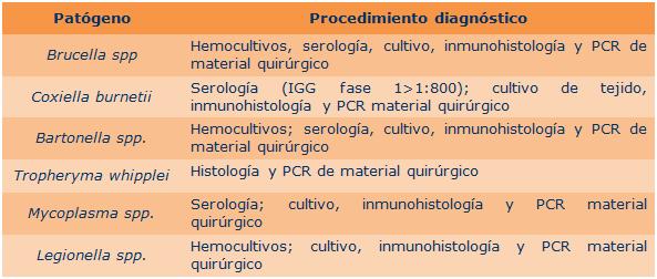 Tabla 13. Causas menos frecuentes de endocarditis infecciosa con hemocultivo negativo III.