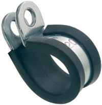 Abrazadera P-Clip Forma D Las abrazaderas con perfil de goma, denominadas comercialmente como P-clips, están fabricadas a partir de un fleje de acero inoxidable (AISI-304) y recubiertas con una goma
