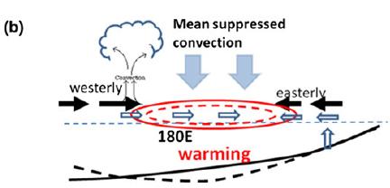 Diferencias entre calentamiento del Pacífico Oriental (a) y Central (b) Xiang B., Wang B., Li T.