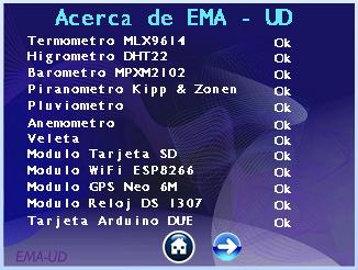 Información de conexión de los elementos de la EMA - UD 2 3 4 En la primera página, que se presenta al acceder al Menú Acerca de, se evidencia el