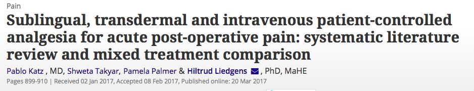 Estudio comparativo indirecto SSTS es una opción para el tratamiento no invasivo del dolor postoperatorio moderado