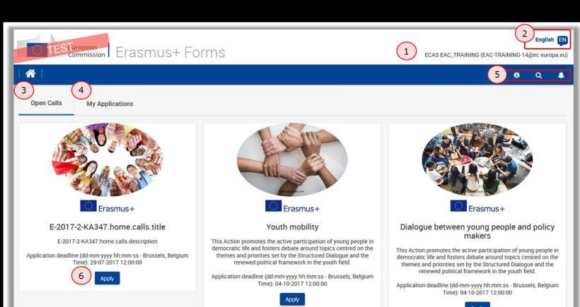 Si es un usuario nuevo deberá crear una cuenta de acceso de la UE (cuenta EU Login) antes de acceder a los formularios web Pantalla de inicio muestra