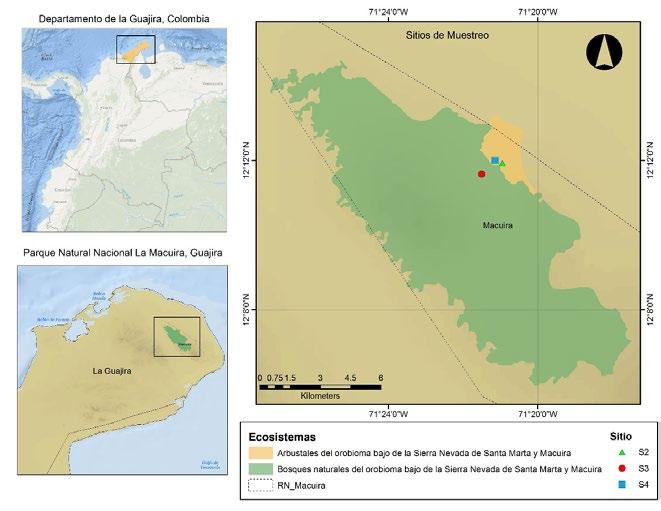 Medina & González, 2014), estos datos constituyen el primer listado de especies publicados de la Serranía de la Macuira. METODOLOGÍA Parque Nacional Natural Macuira El PNN Macuira con 25.