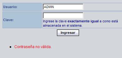 La siguiente pantalla que se muestra es un formulario para hacer el ingreso del usuario y clave asignado.