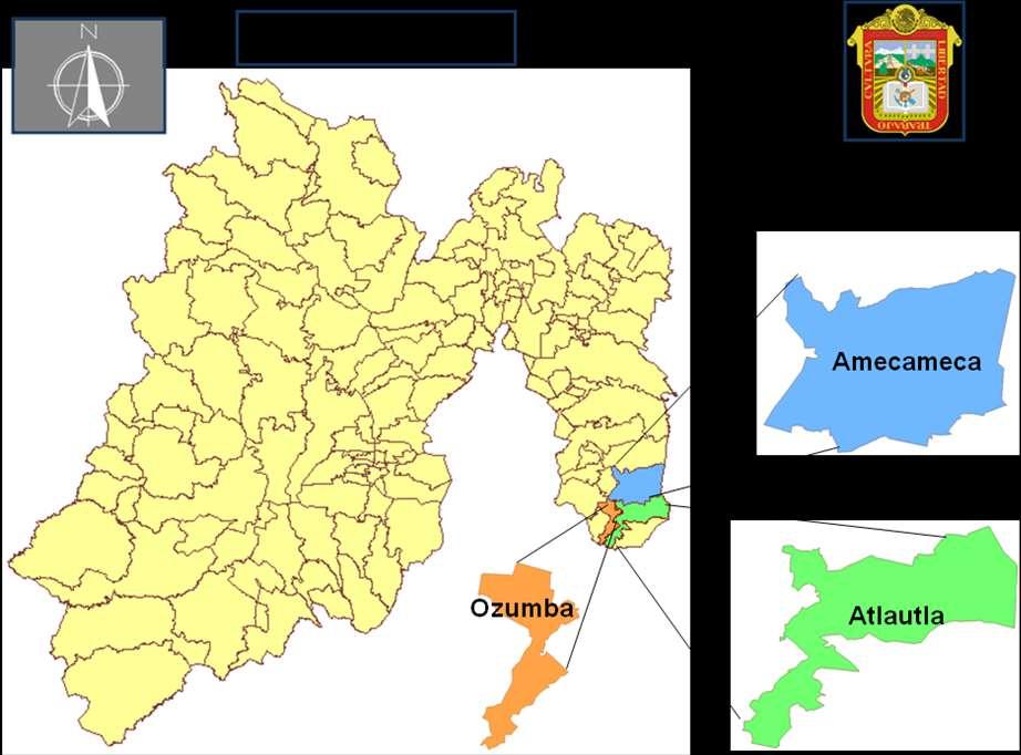 II. UBICACIÓN GENERAL Los municipios de Ozumba, Amecameca y Atlautla del Distrito Electoral