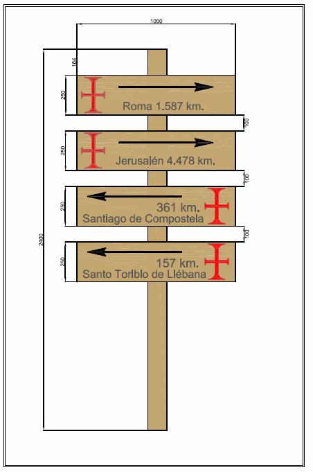 2.9.- SEÑAL MADERA 4 FLECHAS 100X20 cm, POSTE MADERA 12 cm Ø la señal, sin incluir la cimentación al terreno. El poste de madera tratada será cilindrado a 12 cm Ø, y 3 m de longitud. Cepillado.
