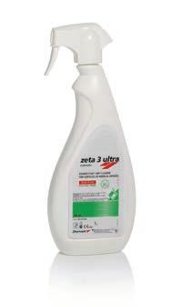 ZETA 3 ULTRA es indicado para la desinfección rápida de alto nivel y la limpieza entre un paciente y otro de las superficies, de los dispositivos médicos (piezas de mano, contra-ángulos, etc.)*.