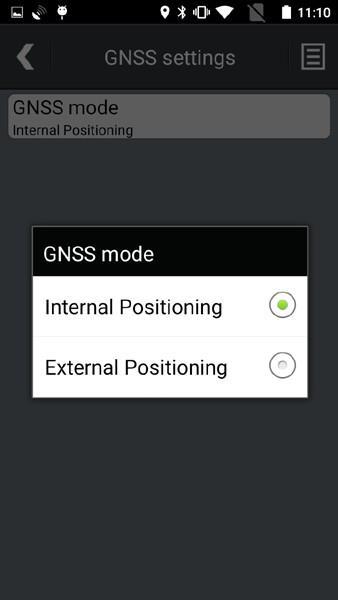 Dentro del menú Settings : 1. Establecer el modo de GNSS, en este caso utilizaremos el GPS interno seleccionado Internal Positioning 2.