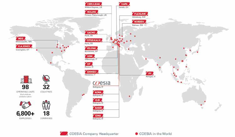 PRESENCIA MUNDIAL DE COESIA Coesia es un grupo de empresas dedicadas al desarrollo de soluciones industriales y de embalaje innovadoras para sus sectores de actividad.