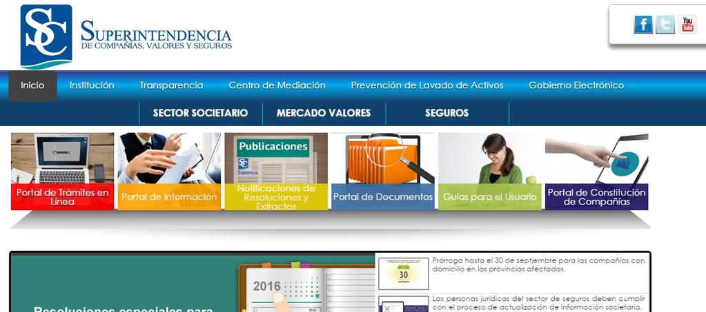 1. INGRESO AL PORTAL WEB 1.1. Ingrese al portal web de la Superintendencia de Compañías, Valores y Seguros www.supercias.gob.ec. 1.2.