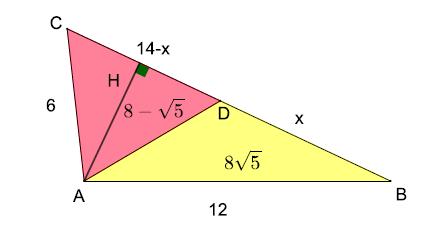 Página 13 de 0 A ABC = s (s a) (s b) (s c) = 16 5 Sea ahora x =A ADB e y =A ACD, hemos de maximizar x y sujeto a que x + y = 16 5. Esto equivale a maximizar x (16 5) = f(x) = x + 16 5x.