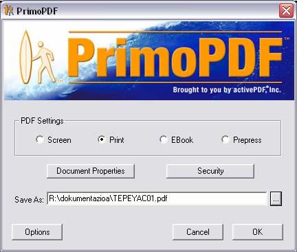 En la ventana de impresión siguiente elige la impresora PrimoPDF y pulsa imprimir. 2.