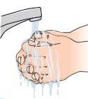 C) Reconstitución de la solución, paso a paso 1 - Lávese las manos cuidadosamente con