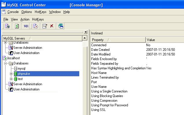 Página 4 de 8 En el servidor localhost creamos la base de datos "Control Center" y a continuación, pulsamos en el icono del menú superior de SQL, se abrirá una nueva ventana para incluir sentencias