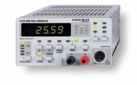 Medidor RLC HM8018 Serie 8000 Funciones de medida: L, C, R, Θ, D, Z, Precisión básica 0,2 % 5 frecuencias de medida: 100 Hz, 120 Hz, 1 khz, 10 khz, 25 khz Resolución máxima: 0,001 Ω, 0,001 pf, 0,01